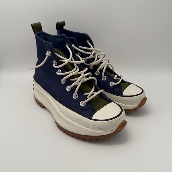 Converse Run Star Hike High 568650C Navy White Gum Leather Hi Green Women’s 6.5 - Picture 1 of 8